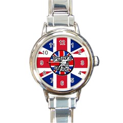 Punk Not Dead Music Rock Uk United Kingdom Flag Round Italian Charm Watch