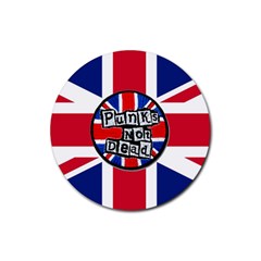 Punk Not Dead Music Rock Uk United Kingdom Flag Rubber Round Coaster (4 Pack) 