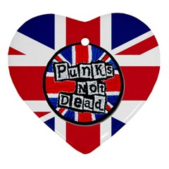 Punk Not Dead Music Rock Uk United Kingdom Flag Heart Ornament (two Sides)