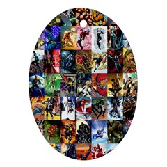 Comic Book Images Oval Ornament (two Sides)