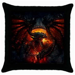 Dragon Legend Art Fire Digital Fantasy Throw Pillow Case (black)