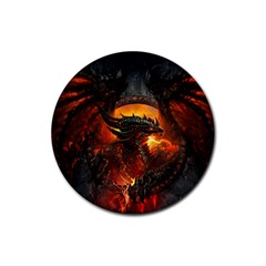 Dragon Legend Art Fire Digital Fantasy Rubber Round Coaster (4 Pack) 