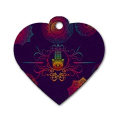 Boho Hamsa Mandala Dog Tag Heart (two Sides)