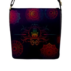 Boho Hamsa Mandala Flap Closure Messenger Bag (l)