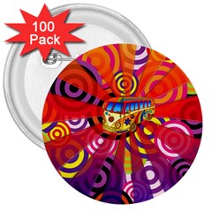 Boho Hippie Bus 3  Buttons (100 Pack)  by lucia