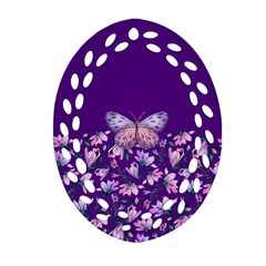 Purple Spring Butterfly Ornament (oval Filigree) by lucia