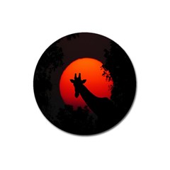 Giraffe Animal Africa Sunset Magnet 3  (round)