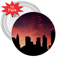 Skyline Panoramic City Architecture 3  Buttons (10 Pack) 