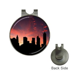 Skyline Panoramic City Architecture Hat Clips With Golf Markers