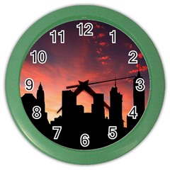 Skyline Panoramic City Architecture Color Wall Clock