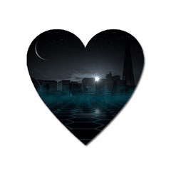 Skyline Night Star Sky Moon Sickle Heart Magnet