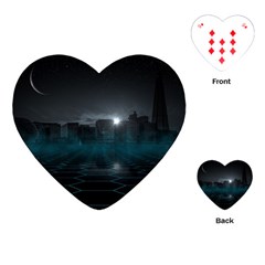 Skyline Night Star Sky Moon Sickle Playing Cards (heart)