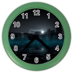 Skyline Night Star Sky Moon Sickle Color Wall Clock