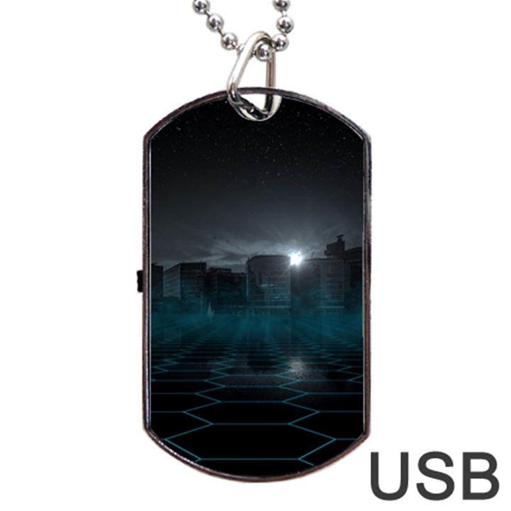 Skyline Night Star Sky Moon Sickle Dog Tag USB Flash (Two Sides)