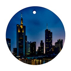 Frankfurt Germany Panorama City Round Ornament (two Sides)