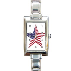 A Star With An American Flag Pattern Rectangle Italian Charm Watch