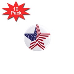 A Star With An American Flag Pattern 1  Mini Magnet (10 Pack) 