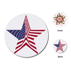 A Star With An American Flag Pattern Playing Cards (round)