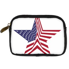 A Star With An American Flag Pattern Digital Camera Leather Case by Sudhe