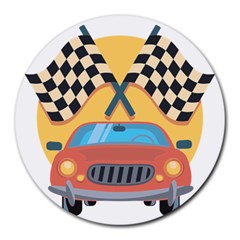 Automobile Car Checkered Drive Round Mousepads