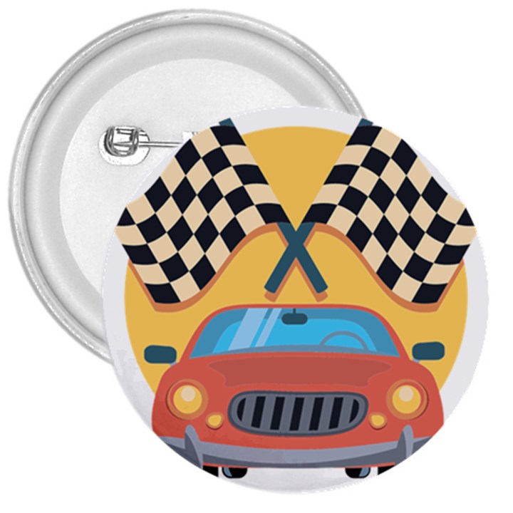 Automobile Car Checkered Drive 3  Buttons
