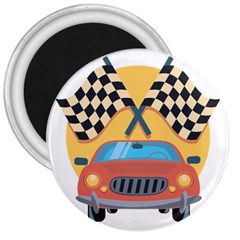 Automobile Car Checkered Drive 3  Magnets by Sudhe