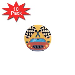 Automobile Car Checkered Drive 1  Mini Magnet (10 Pack) 