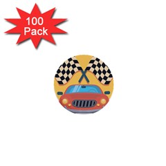 Automobile Car Checkered Drive 1  Mini Buttons (100 Pack) 