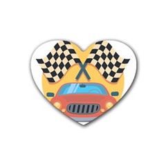 Automobile Car Checkered Drive Rubber Coaster (heart) 