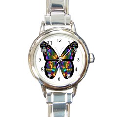 Abstract Animal Art Butterfly Round Italian Charm Watch