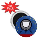 A Rocket Ship Sits On A Red Planet With Gold Stars In The Background 1.75  Magnets (10 pack)  Front