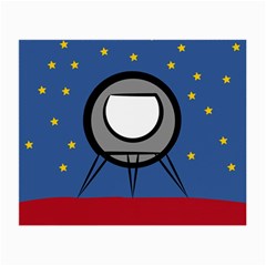 A Rocket Ship Sits On A Red Planet With Gold Stars In The Background Small Glasses Cloth