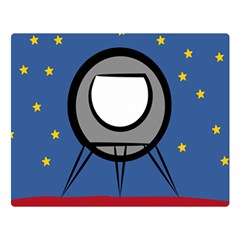 A Rocket Ship Sits On A Red Planet With Gold Stars In The Background Double Sided Flano Blanket (large) 