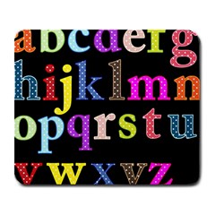 Alphabet Letters Colorful Polka Dots Letters In Lower Case Large Mousepads by Sudhe