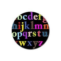 Alphabet Letters Colorful Polka Dots Letters In Lower Case Rubber Coaster (round) 