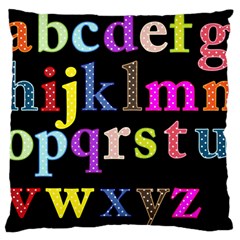 Alphabet Letters Colorful Polka Dots Letters In Lower Case Large Cushion Case (two Sides) by Sudhe