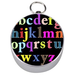 Alphabet Letters Colorful Polka Dots Letters In Lower Case Silver Compasses by Sudhe