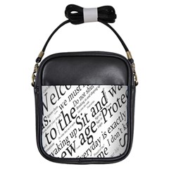 Abstract Minimalistic Text Typography Grayscale Focused Into Newspaper Girls Sling Bag by Sudhe