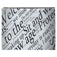 Abstract Minimalistic Text Typography Grayscale Focused Into Newspaper Cosmetic Bag (xxxl) by Sudhe