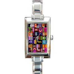 Abstract A Colorful Modern Illustration Rectangle Italian Charm Watch