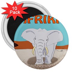 Africa Elephant Animals Animal 3  Magnets (10 Pack) 