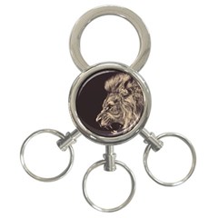 Angry Male Lion 3-ring Key Chains