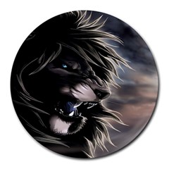 Angry Lion Digital Art Hd Round Mousepads