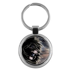 Angry Lion Digital Art Hd Key Chains (round) 