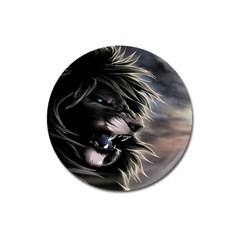 Angry Lion Digital Art Hd Magnet 3  (round) by Sudhe