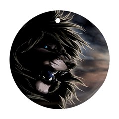 Angry Lion Digital Art Hd Round Ornament (two Sides)