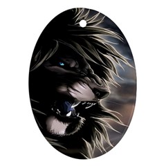 Angry Lion Digital Art Hd Oval Ornament (two Sides)