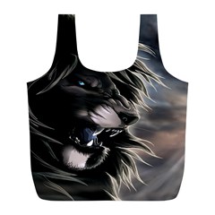 Angry Lion Digital Art Hd Full Print Recycle Bag (l) by Sudhe