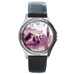 Abstract Painting Edinburgh Capital Of Scotland Round Metal Watch