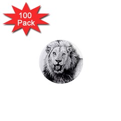 Lion Wildlife Art And Illustration Pencil 1  Mini Magnets (100 Pack)  by Sudhe